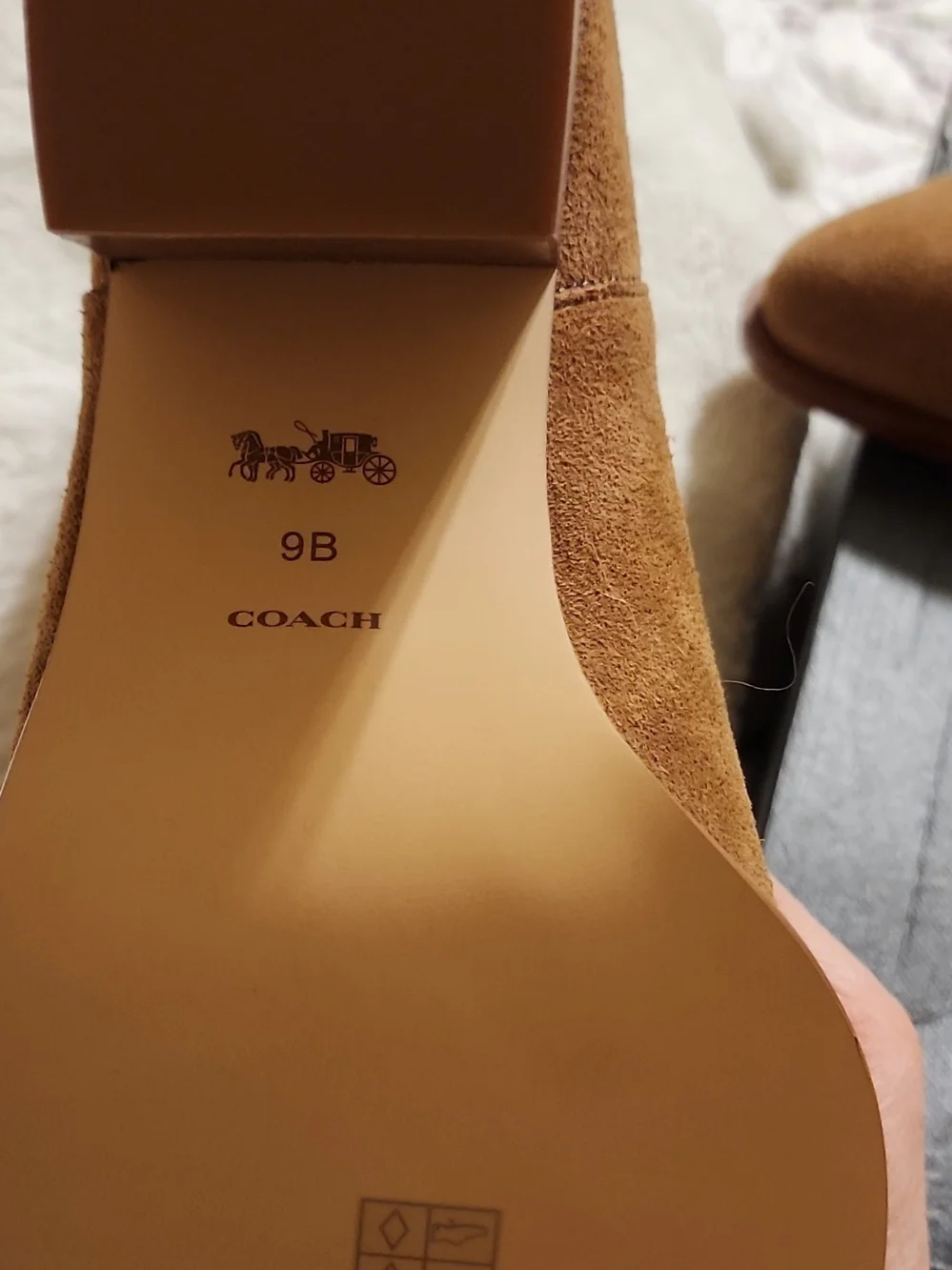 Coach Brown Suede Gold-Stud Ankle Booties